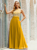 Robe de demoiselle d'honneur en dentelle, longueur au sol, avec poches, 28017 