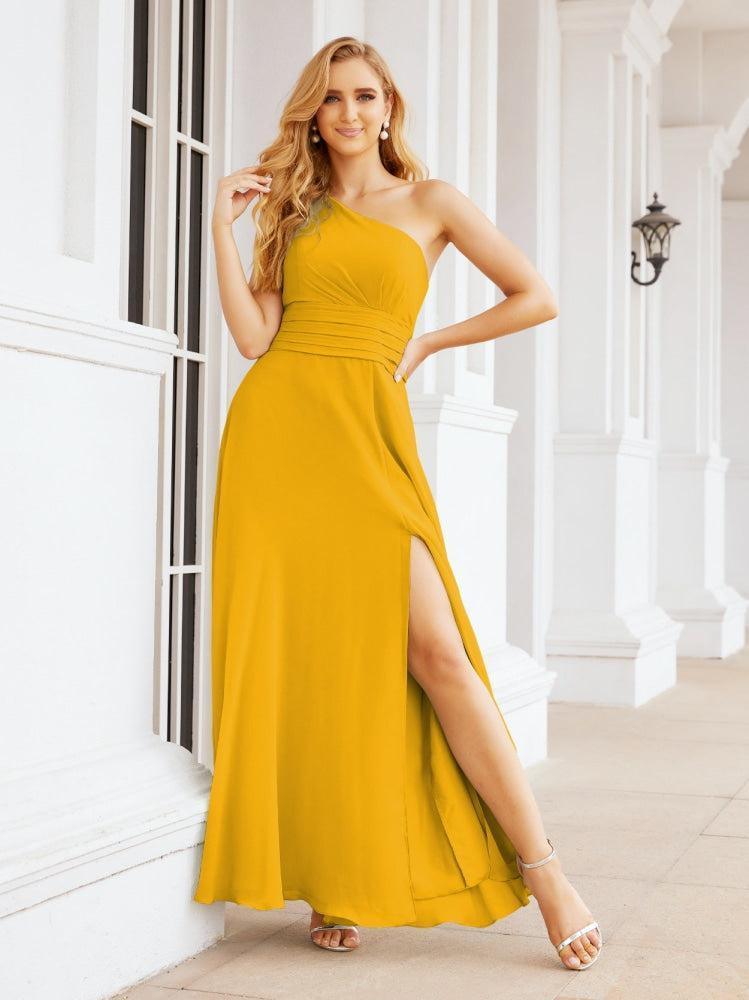 Baoleely One Shoulder Bridesmaid Dresses Long Formal Prom Gowns 28048