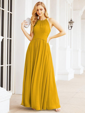 Baoleely Sleeveless Bridesmaid Dresses Long Prom Gown Zipper with Keyhole Back 28056