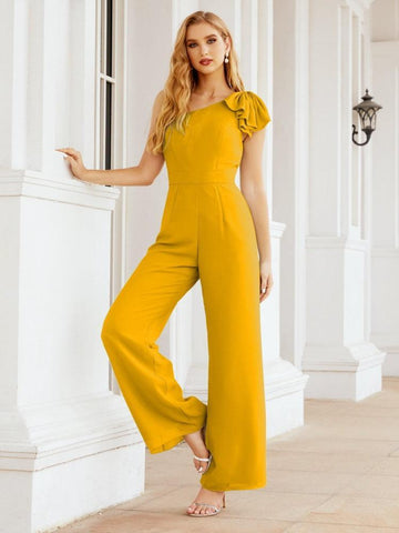 Baoleely Women's One Shoulder Long Jumpsuit Formal Evening Dress Long Bridesmaid Dresses Pants Wedding Party 28034