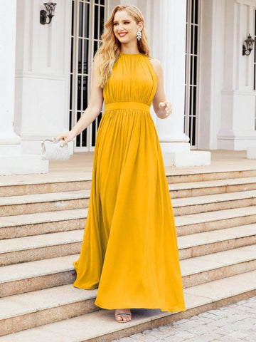 Baoleely Halter Bridesmaid Dress Empire Waist Formal Evening Prom Gown for Mother of The Bride 28030