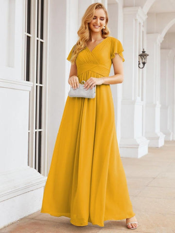 Baoleely Formal Prom Gowns for Mother of The Bride Cap Sleeves Bridesmaid Dress 28047