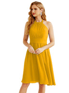 Robe de demoiselle d'honneur courte en mousseline de soie, dos nu, sans manches, robe de soirée formelle, dos nu, Baoleely 28023 