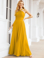 Baoleely Crisscross Halter Bridesmaid Dresses for Party Wedding Evening Prom Maxi Ball Gowns 28053