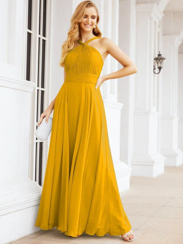 Baoleely Crisscross Halter Bridesmaid Dresses for Party Wedding Evening Prom Maxi Ball Gowns 28053