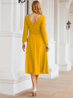 Robe de demoiselle d'honneur dos nu en V avec ceinture à la taille - Mère de la mariée - Invitée au mariage SY28031