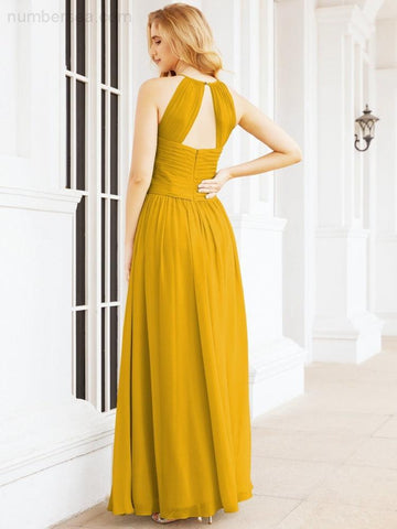 Baoleely Sleeveless Bridesmaid Dresses Long Prom Gown Zipper with Keyhole Back 28056