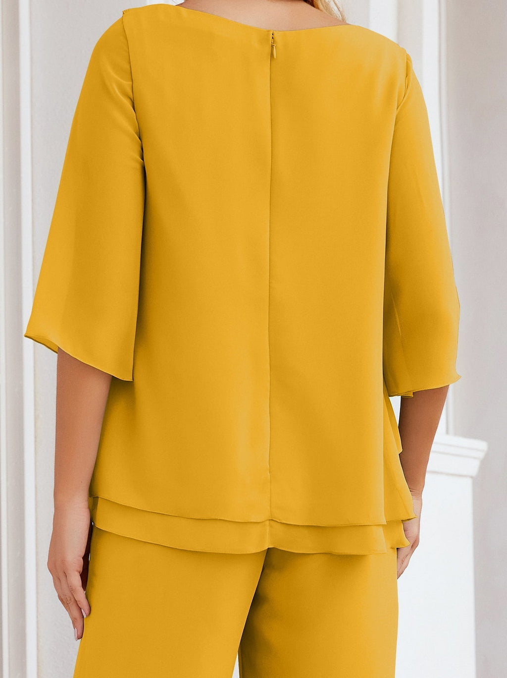 Baoleely Élégante robe mère de la mariée 2 pièces, grande taille, pantalon, volants, couches argentées, peignoir 28064