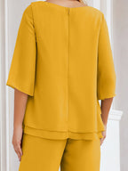 Baoleely Élégante robe mère de la mariée 2 pièces, grande taille, pantalon, volants, couches argentées, peignoir 28064