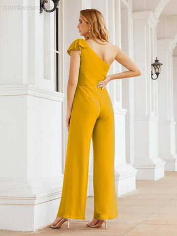 Baoleely Women's One Shoulder Long Jumpsuit Formal Evening Dress Long Bridesmaid Dresses Pants Wedding Party 28034