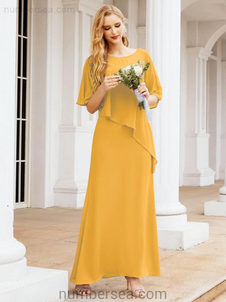 Vestido largo de fiesta formal Sunderly para la madre de la novia con capa de volantes SY28026