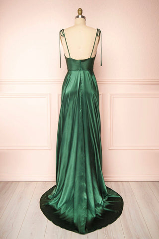 Simple Satin Long A-Line Prom Dress Spaghetti Straps Evening Dress