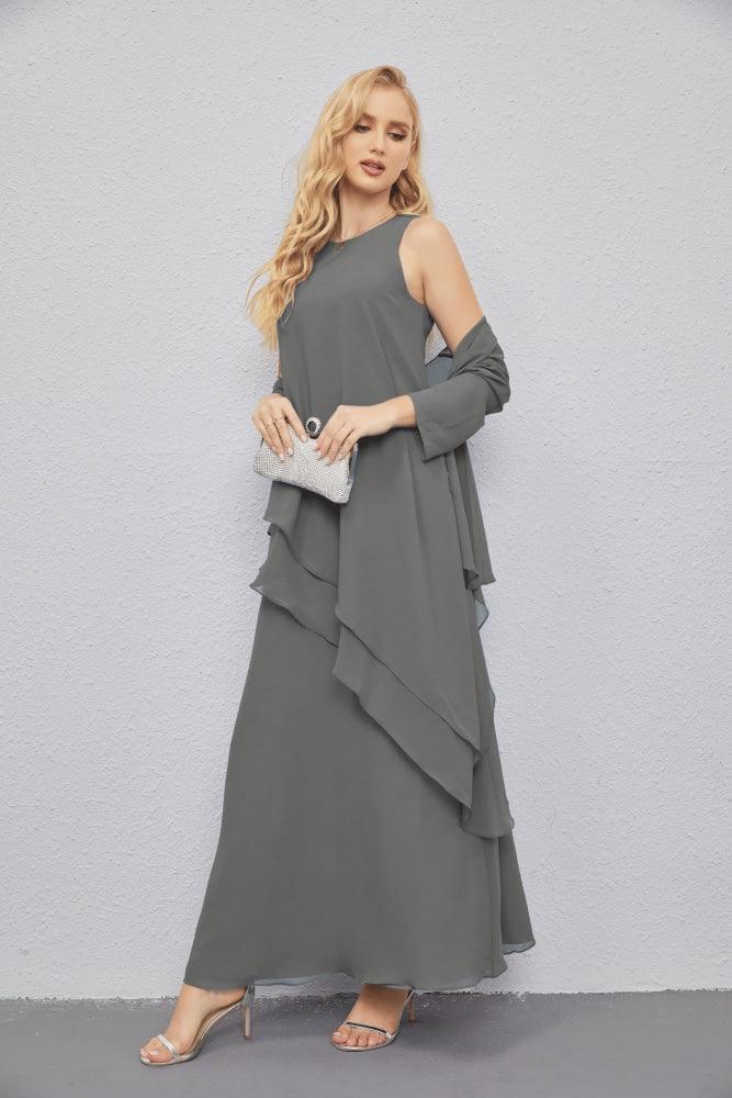 Vestidos de madre de la novia con cárdigan ligero abierto al frente, vestido formal de fiesta 28081 