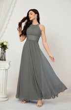 Robe de soirée formelle Baoleely en mousseline de soie, col licou, longue, sans manches, robe de demoiselle d'honneur 2802 