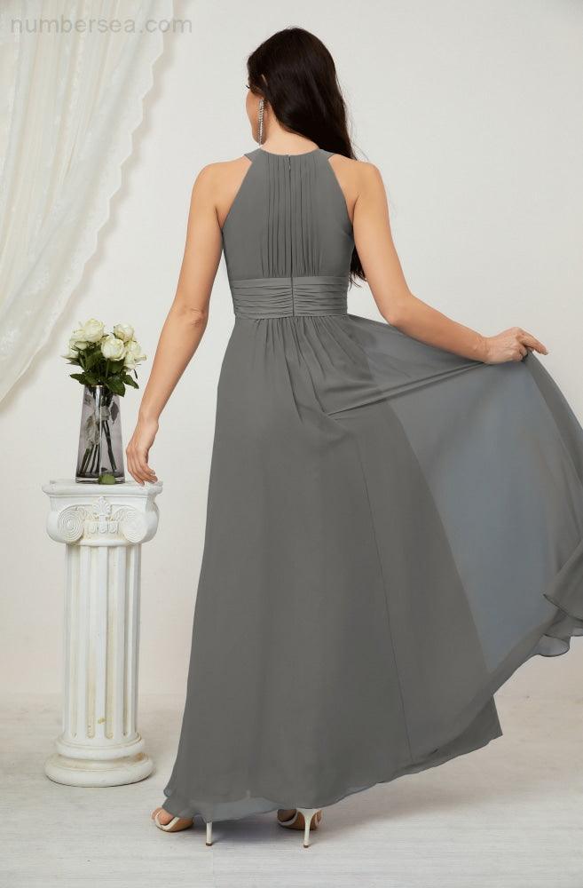 Robe de soirée formelle Baoleely en mousseline de soie, col licou, longue, sans manches, robe de demoiselle d'honneur 2802 