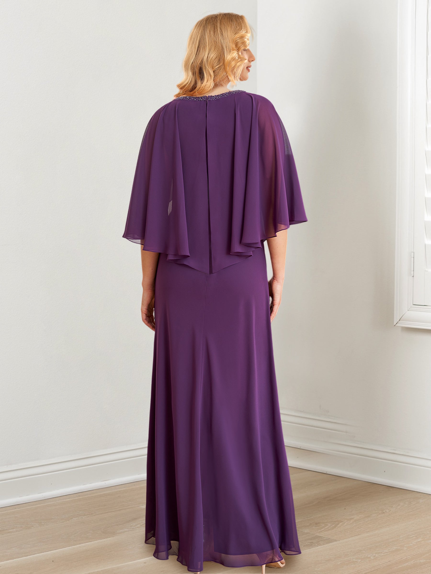 Vestidos de corte princesa/línea A con escote en V hasta el suelo para la madre de la novia 