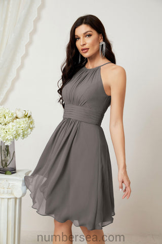 Vestidos de fiesta de bienvenida con cuello halter, vestido formal de cóctel para noche 28011 