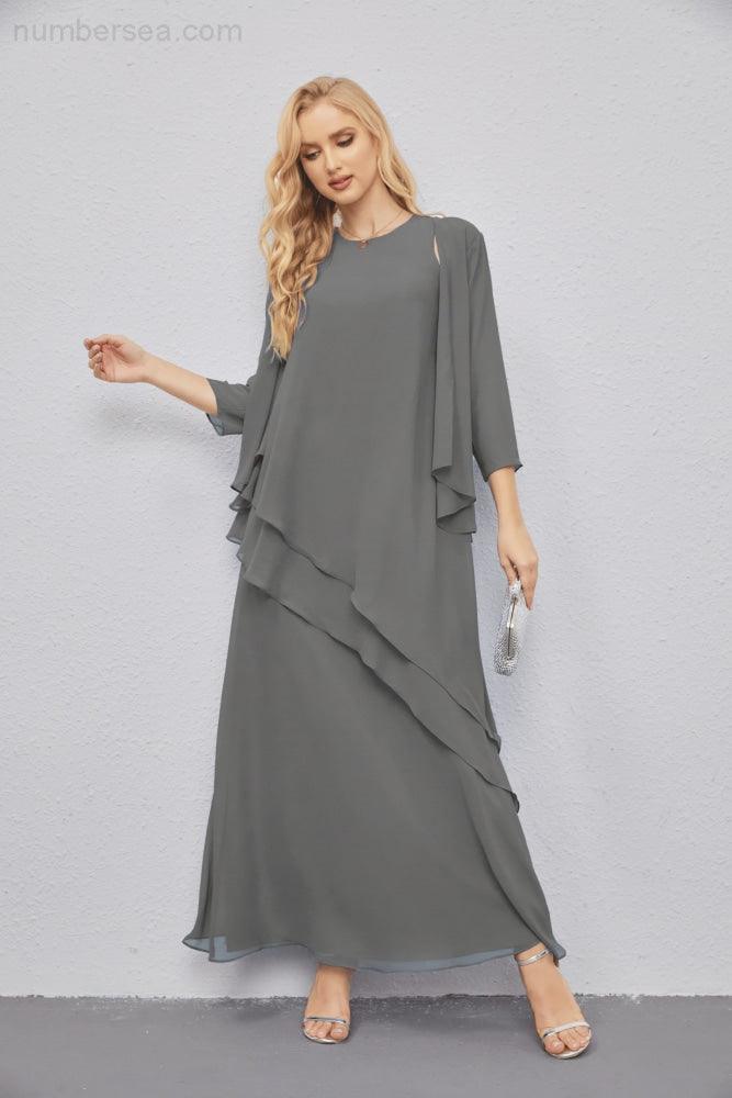 Vestidos de madre de la novia con cárdigan ligero abierto al frente, vestido formal de fiesta 28081 