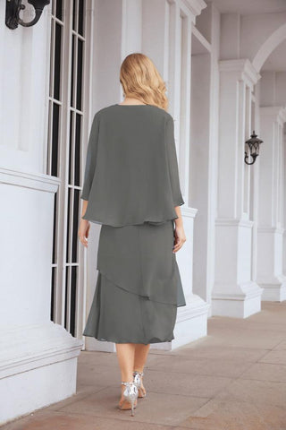 Vestido de fiesta formal de dos piezas corte A para la madre de la novia Sunderly SY28072