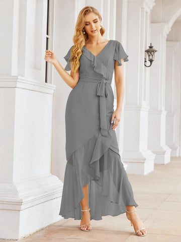 Vestidos de dama de honor Baoleely con volantes, estilo sirena, para fiestas formales, vestidos de noche, bailes de graduación y vestidos de violín 28042