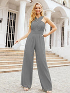 Baoleely Crisscross Neck Jumpsuit Formal Evening Dress Long Bridesmaid Dresses Bell-bottomed Pants 28033