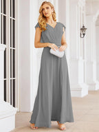 Robe de demoiselle d'honneur Sunnderly, robe de bal formelle à cape, robe dos nu pour la mère de la mariée SY28058 