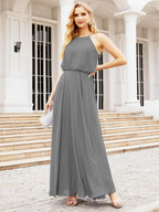 Baoleely  Halter Long Bridesmaid Dresses Formal A line Juniors Dress 28029
