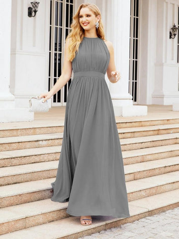 Baoleely Halter Bridesmaid Dress Empire Waist Formal Evening Prom Gown for Mother of The Bride 28030