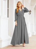 Vestido de dama de honor de gasa para mujer Sunderly, corte en A, manga larga, vestido de noche formal para invitada de boda SY28032 