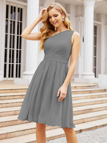 Robe de bal courte plissée asymétrique, robe de soirée formelle 28046 