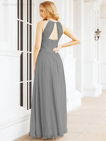 Baoleely Sleeveless Bridesmaid Dresses Long Prom Gown Zipper with Keyhole Back 28056