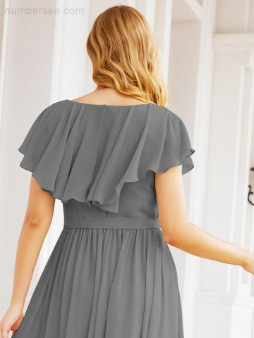 Vestidos de dama de honor con mangas abullonadas para fiesta formal de noche y graduación 28044 