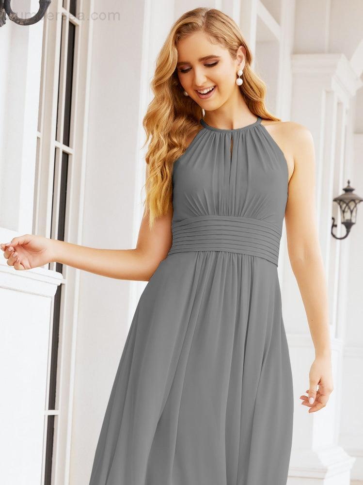 Baoleely Keyhole Bridesmaid Dresses Sleeveless Formal Evening Party Prom Gowns 28043