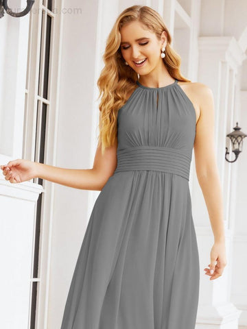 Vestidos de dama de honor Baoleely con escote tipo ojo de cerradura, sin mangas, para fiestas formales de noche y graduación 28043