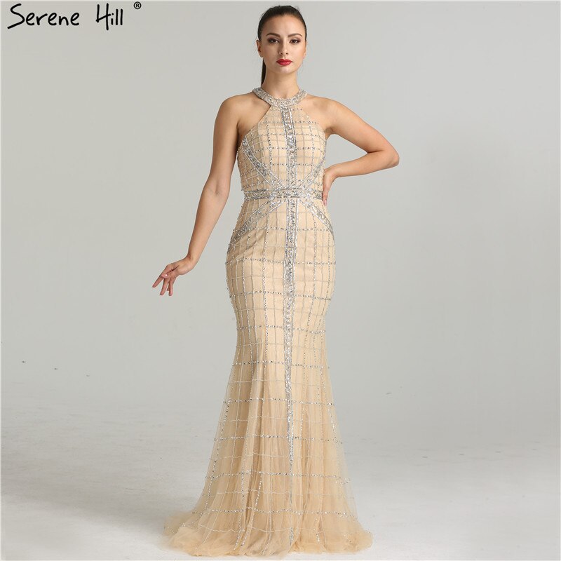 On Sale No Return No Refund Sale  Newest  Fashion Sexy Mermaid Evening Dresses  Halter Beading Luxury  Elegant  Evening Party Dress Real Photo LA6124