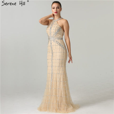 ¡En oferta! Sin devoluciones ni reembolsos. Vestidos de noche de sirena, sexis y elegantes, con cuello halter y pedrería. Foto real LA6124 