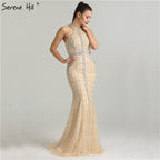 On Sale No Return No Refund Sale  Newest  Fashion Sexy Mermaid Evening Dresses  Halter Beading Luxury  Elegant  Evening Party Dress Real Photo LA6124
