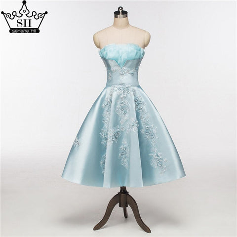 Robe de soirée courte sans bretelles, sexy, en satin, avec appliques, en solde, sans retour, sans remboursement, HA2076 