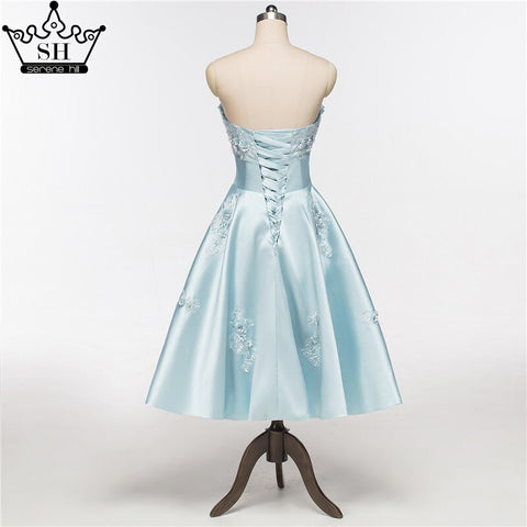 Robe de soirée courte sans bretelles, sexy, en satin, avec appliques, en solde, sans retour, sans remboursement, HA2076 