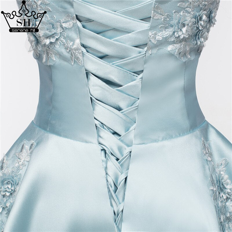 On Sale No Return No Refund Newest Short Evening Dresses Strapless Sexy Applique Satin Formal Evening Party HA2076