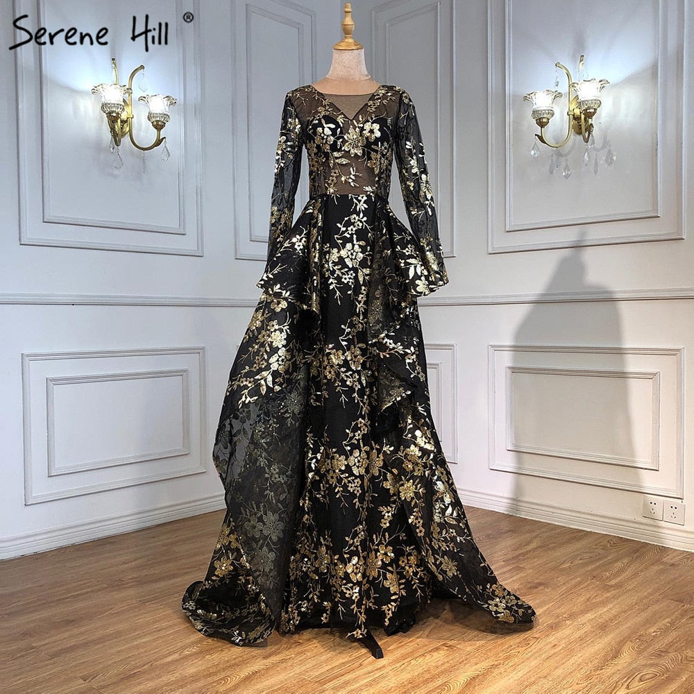 On Sale No Return No  Refund 2025  Black V-Neck Fashion New Evening Dresses Sequined Sleeveless Glitter Luxury Evening Gowns LA6552