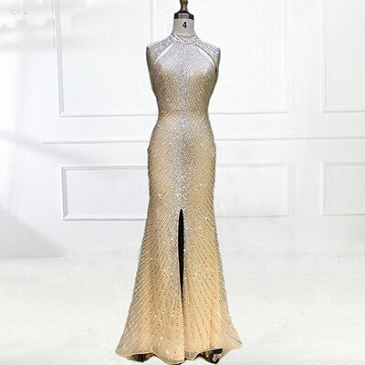 Robe de soirée sirène luxueuse sans manches, à paillettes et perles, en solde, sans retour ni remboursement, 2025 ! LA6557 