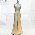 On Sale no return no refund2025 Fashion  New Mermaid Evening Dresses Luxury Beading Sequined Sleeveless Formal Evening Gowns Real Photo LA6557