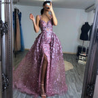 Vestidos de noche rosas sin mangas con flores hechas a mano, estilo 2025. Vestidos de noche de tul de lujo, sexis y sexys con cristales. Foto real LA60717 