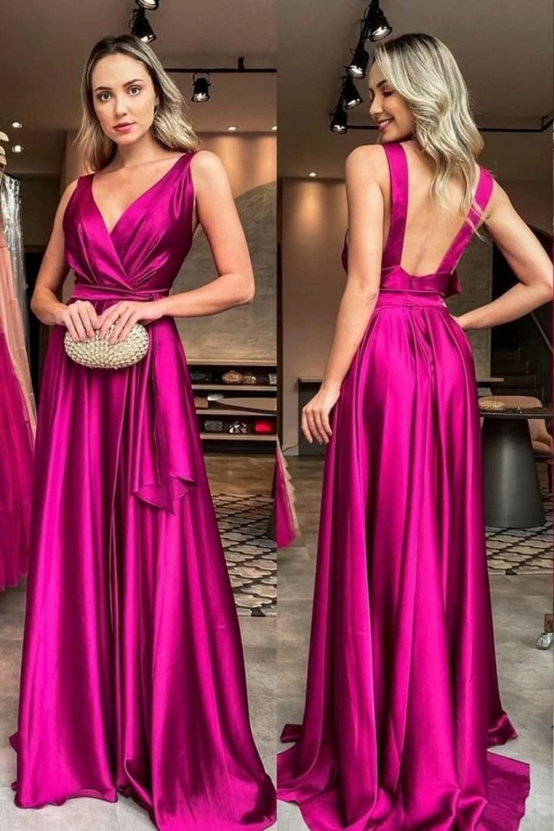 Robes de soirée en satin coupe A Sunnderly SYP1