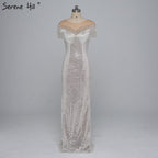 On Sale no return no refund Sale 2025 Beading Tassel Latest Evening gown Designs Sleeveless Fashion Sexy Mermaid Sequin Evening Dress Real Photo LA6378