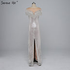 On Sale no return no refund Sale 2025 Beading Tassel Latest Evening gown Designs Sleeveless Fashion Sexy Mermaid Sequin Evening Dress Real Photo LA6378