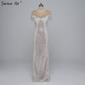 On Sale no return no refund Sale 2025 Beading Tassel Latest Evening gown Designs Sleeveless Fashion Sexy Mermaid Sequin Evening Dress Real Photo LA6378