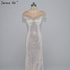 On Sale no return no refund Sale 2025 Beading Tassel Latest Evening gown Designs Sleeveless Fashion Sexy Mermaid Sequin Evening Dress Real Photo LA6378