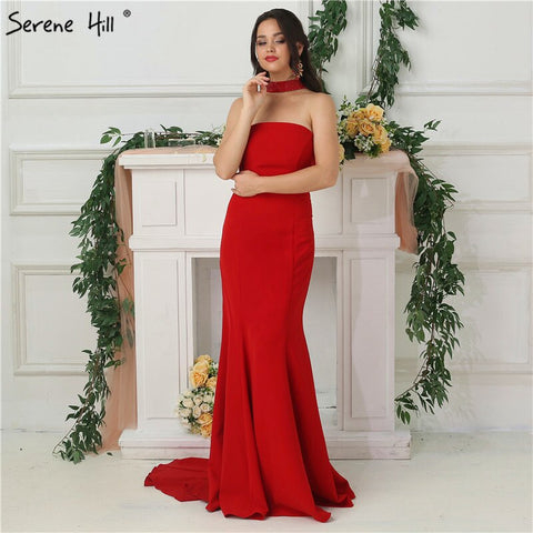 On Sale no return no refund Sale 2025 Black  Sexy Prom Dresses Halter Simple Jersey Formal  Evening Gowns Long LA6688